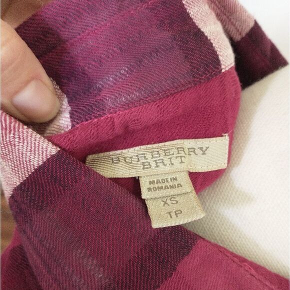 Burberry Brit cranberry check tunic shirt XS - Picture 3 of 3